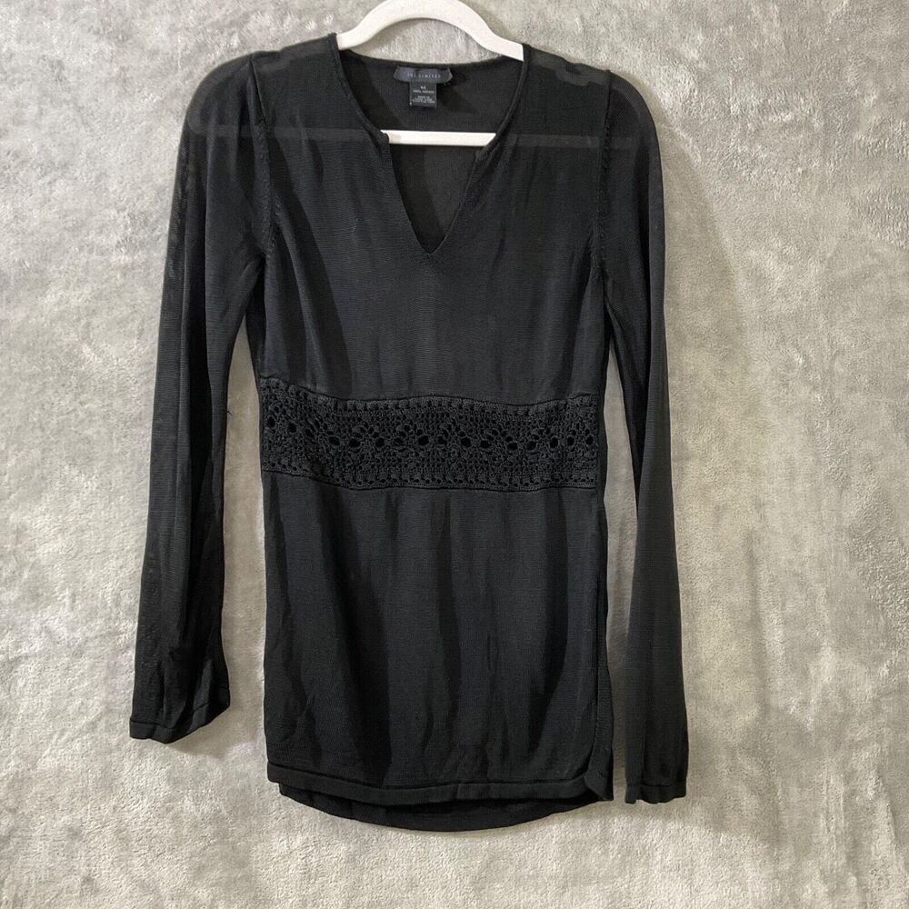 Vintage The Limited Women’s top M Black  Lace Mesh Sheer Grunge 90s Y2K
